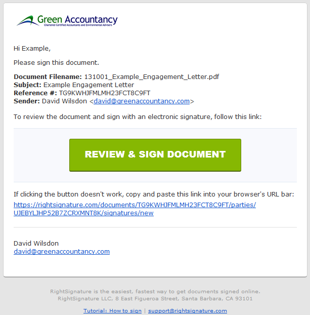 Example email